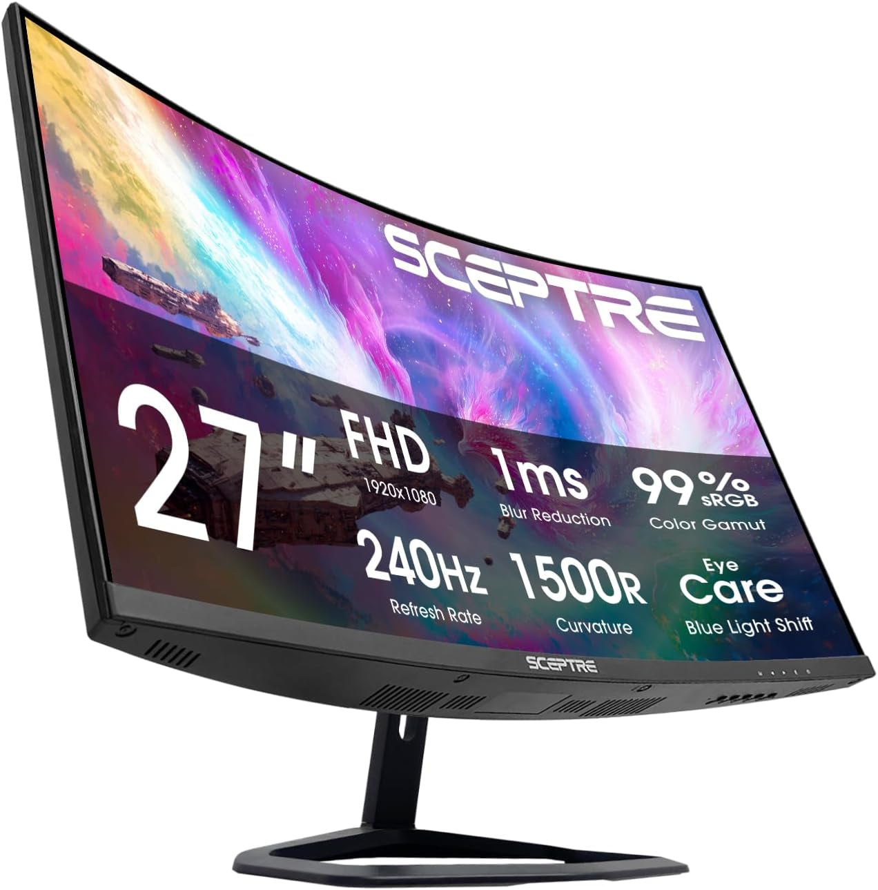 27-Inch Curved Gaming Monitor, FHD 1080P, 240Hz, 1500R, Displayport & HDMI X2, Built-In Speakers, Machine Black (C275B-FWT240 Series, 2026)