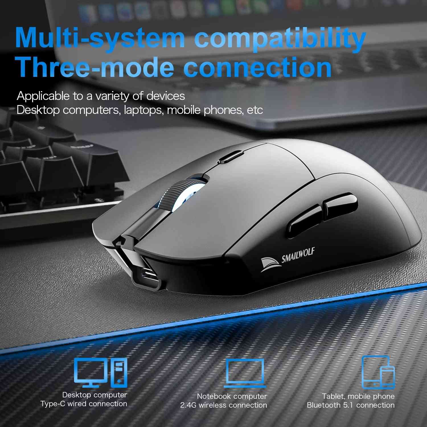 RS7 Bluetooth Wireless Gaming Mouse Three Mode PAW3311 Macro-Definition Mouse Laptop Gaming Office