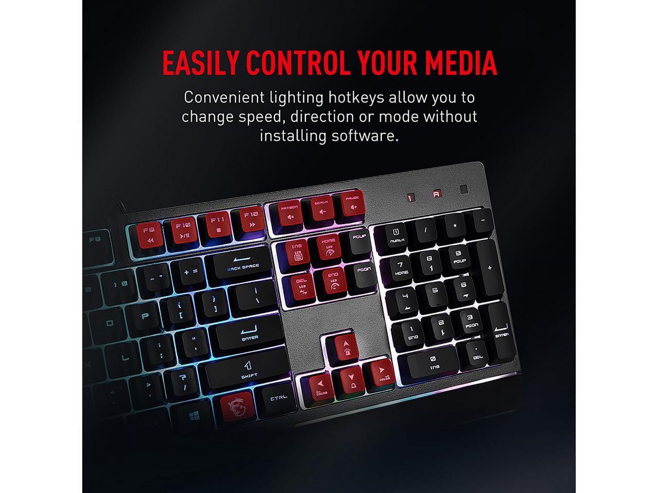 Vigor GK30 Gaming Keyboard & GM11 Gaming Mouse Combo - Mechanical Membrane Switches, 6-Zone RGB, Water Repellent & Splash-Proof, 5000 DPI - Black