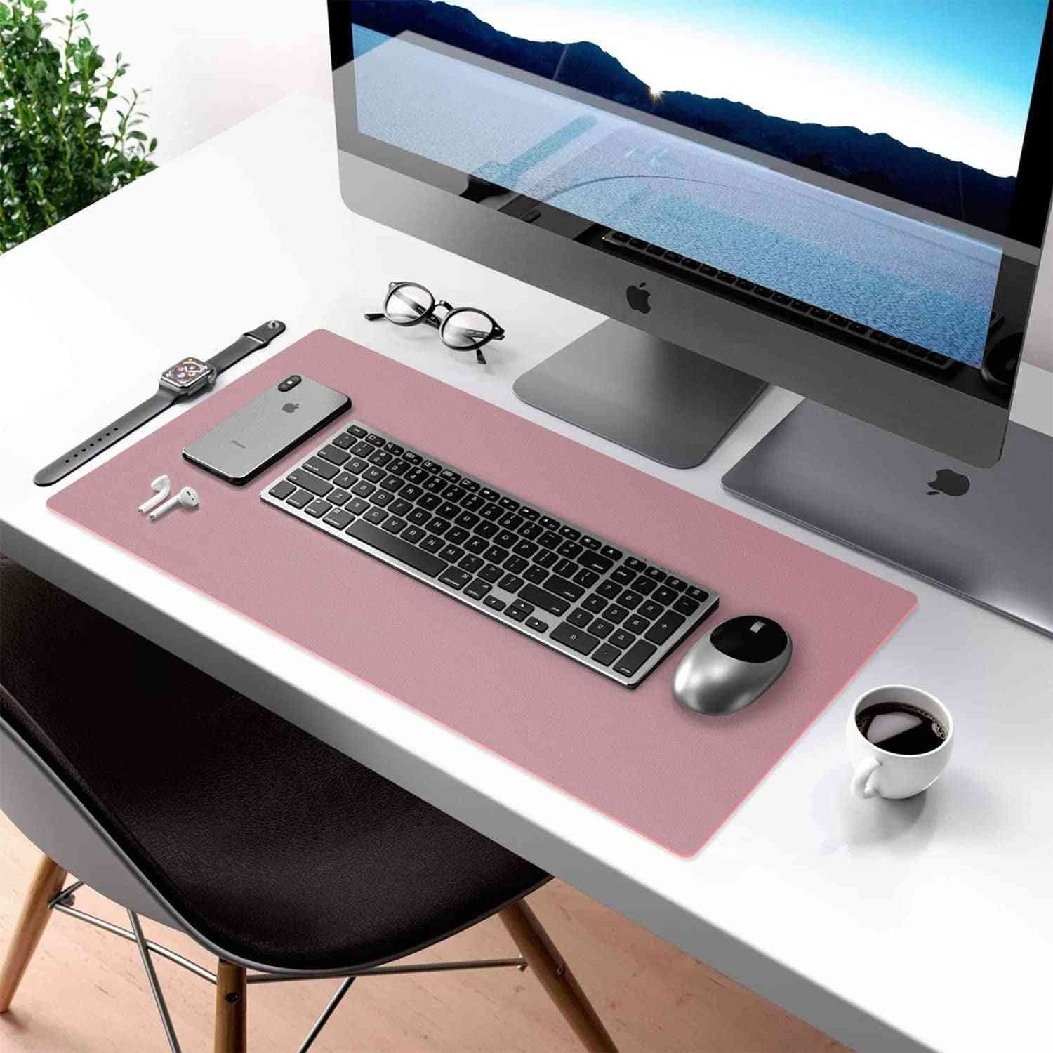 Double-Sided PU Leather Desk Pad - Non-Slip Large Mouse Pad & Desk Mat for Office, Home - Waterproof, Easy to Clean, Durable Dual-Sided Surface (23.6"X13.7", Purple)